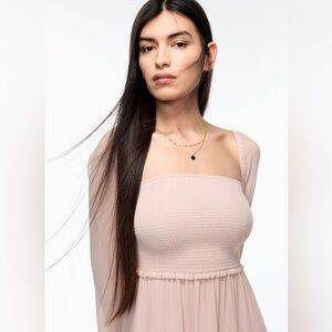 Aritzia Blush Pink Smocked Midi Dress